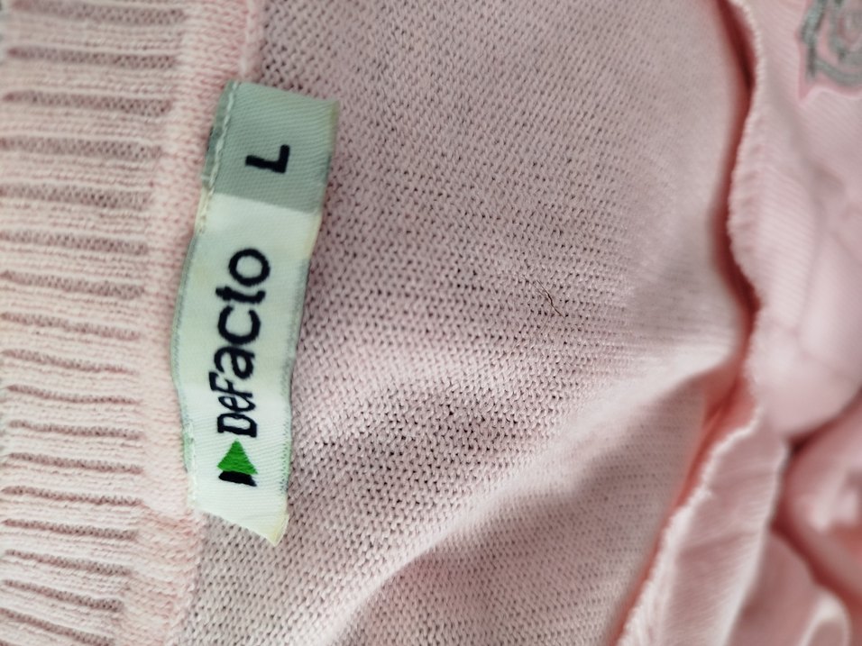 Pembe Nakışlı Uzun Kollu Triko Kazak - Görsel 5