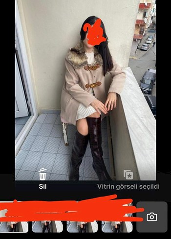 Bej Kürklü Deri Midi Kadın Kaban - Görsel 7