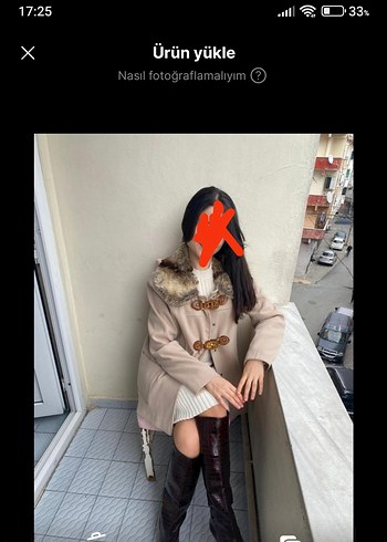 Bej Kürklü Deri Midi Kadın Kaban - Görsel 3