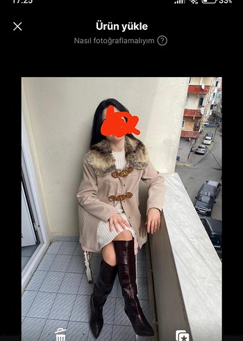 Bej Kürklü Deri Midi Kadın Kaban - Görsel 4