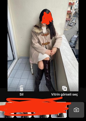 Bej Kürklü Deri Midi Kadın Kaban - Görsel 6