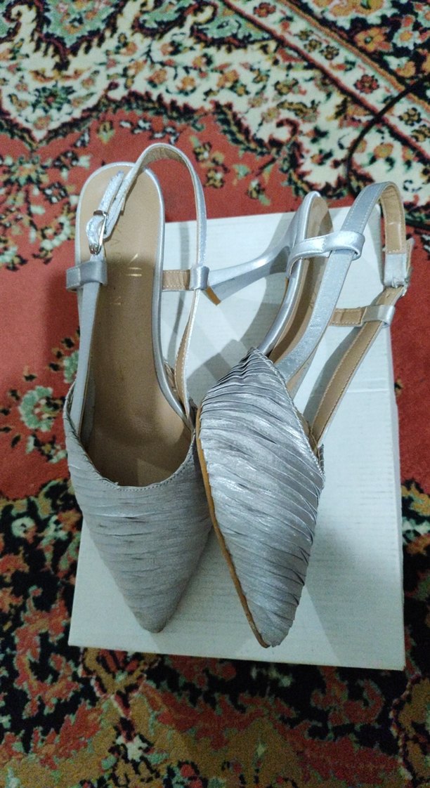 Gri Pilili Stiletto Topuklu Abiye Ayakkabı - Görsel 4