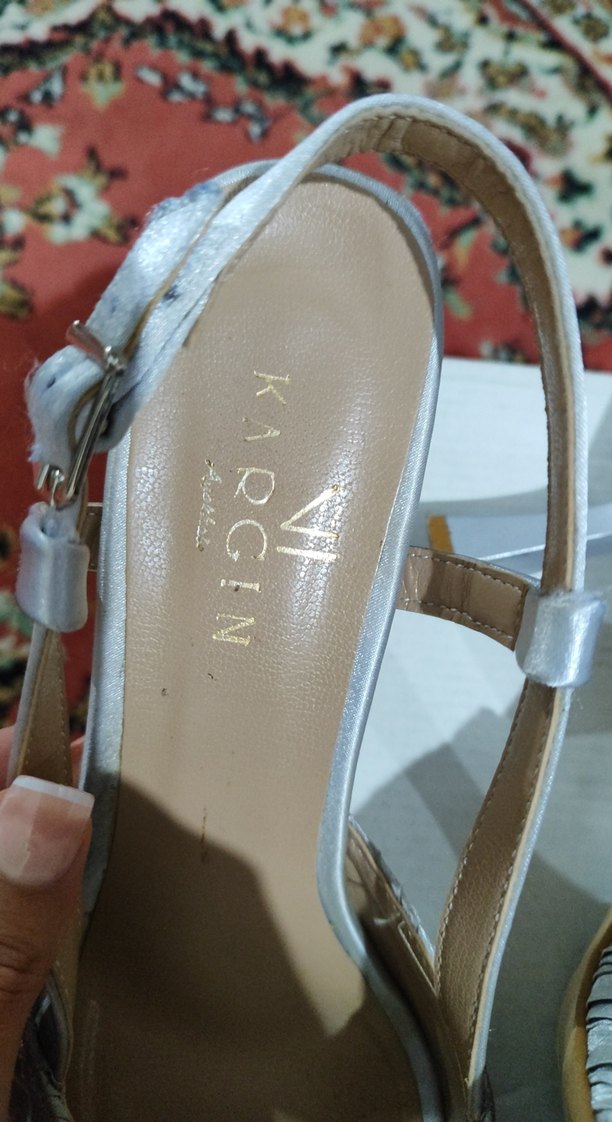 Gri Pilili Stiletto Topuklu Abiye Ayakkabı - Görsel 5