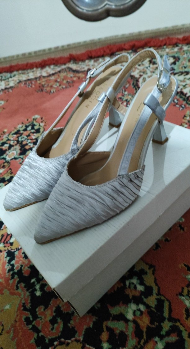 Gri Pilili Stiletto Topuklu Abiye Ayakkabı - Görsel 2