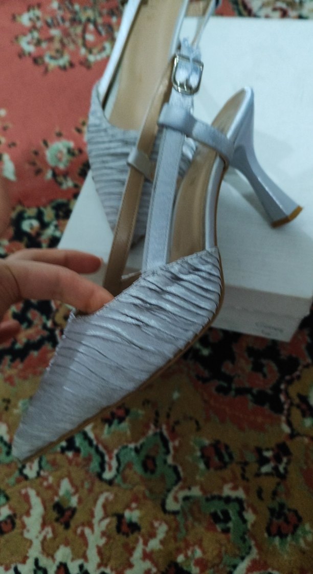 Gri Pilili Stiletto Topuklu Abiye Ayakkabı - Görsel 3