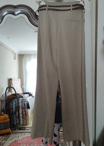 Kahverengi Kemerli Salaş Kadın Kumaş Pantolon - Görsel 5