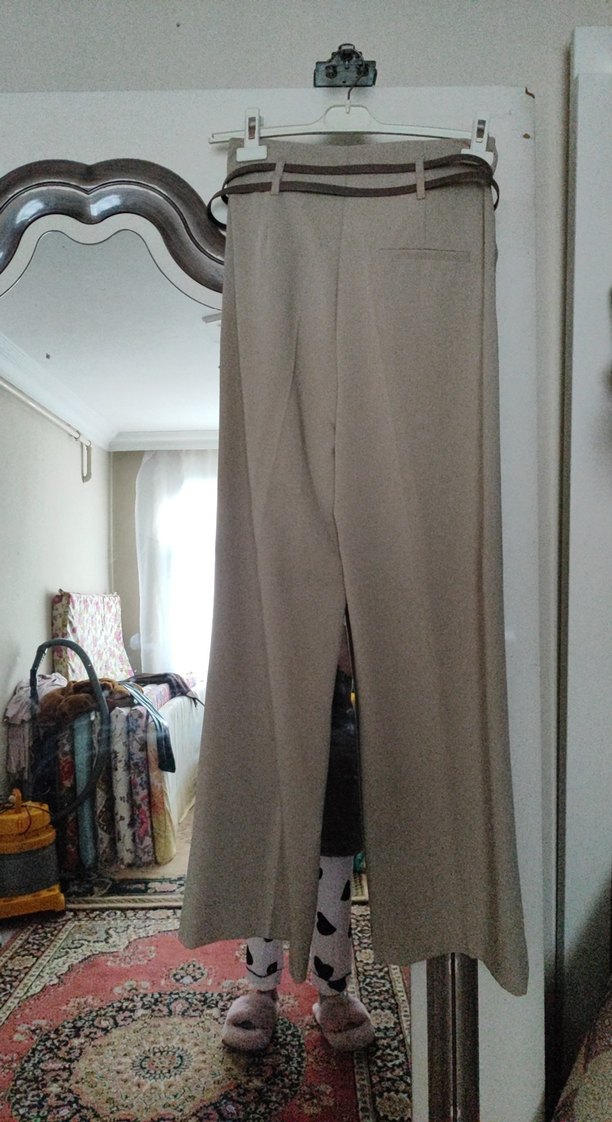 Kahverengi Kemerli Salaş Kadın Kumaş Pantolon - Görsel 5