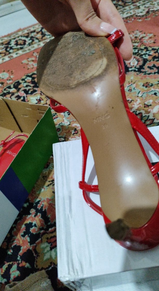 Kırmızı Parlak Stiletto Tokalı Kadın Sandalet - Görsel 4