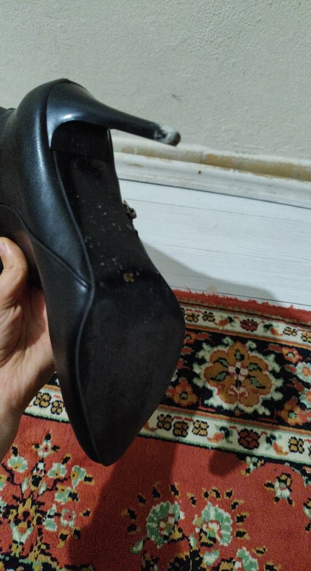 Kadın Siyah Deri Dizüstü Topuklu Çizme - Görsel 5