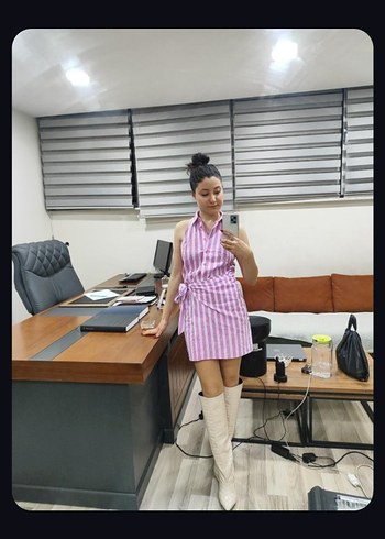 Bej Yılan Desenli İnce Topuklu Diz Boyu Çizme - Görsel 8