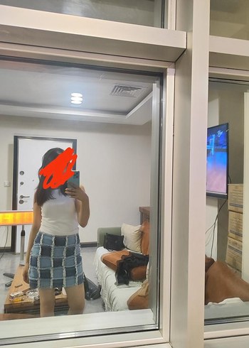 Düğmeli Kareli Mini Kot Etek - Görsel 5