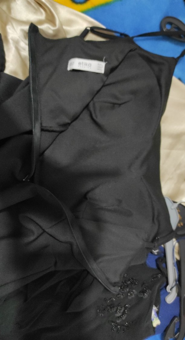 Siyah Straplez Midi Elbise - Görsel 3