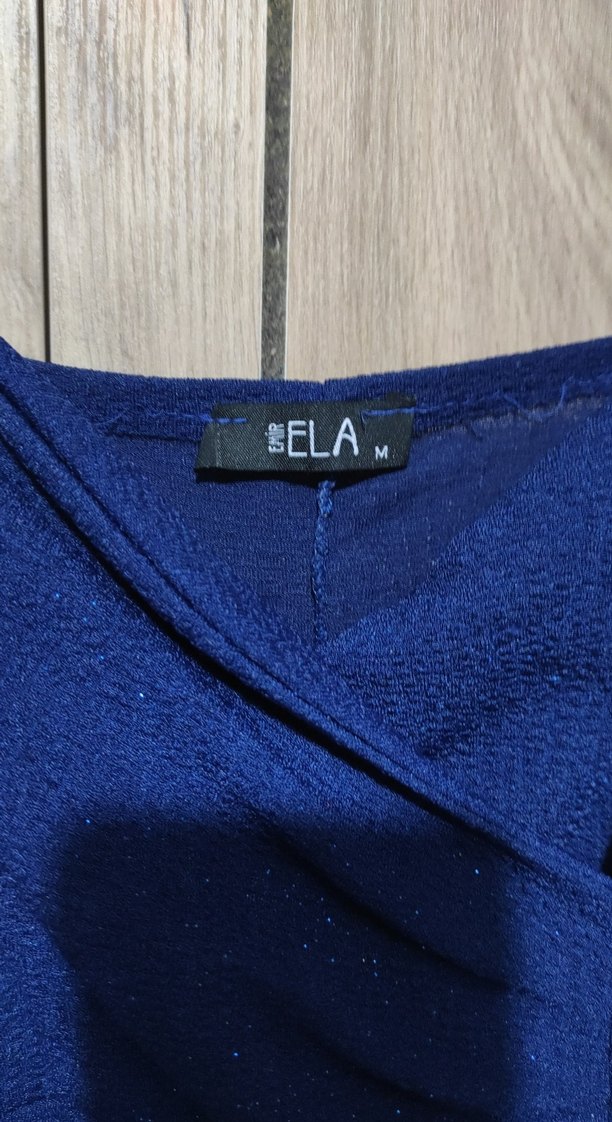 Drapeli Lacivert Uzun Abiye Elbise - Görsel 2