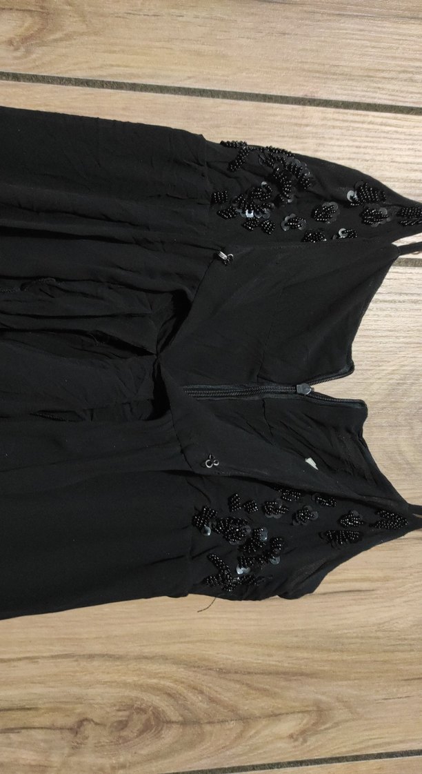 Siyah Straplez Uzun Gotik Abiye Elbise - Görsel 3