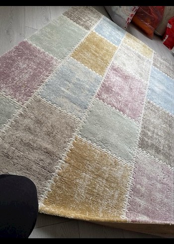 Pastel Renkli Kare Desenli Modern Halı - Görsel 3