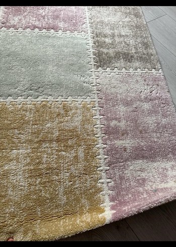 Pastel Renkli Kare Desenli Modern Halı - Görsel 2