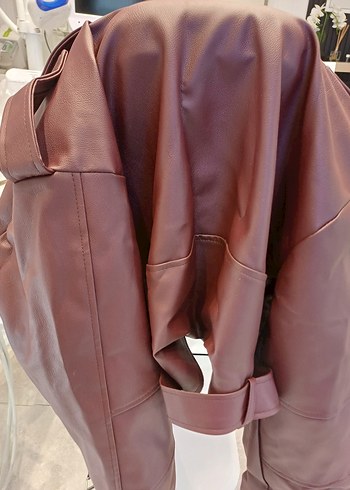 Bordo Deri Biker Yelek - Görsel 4