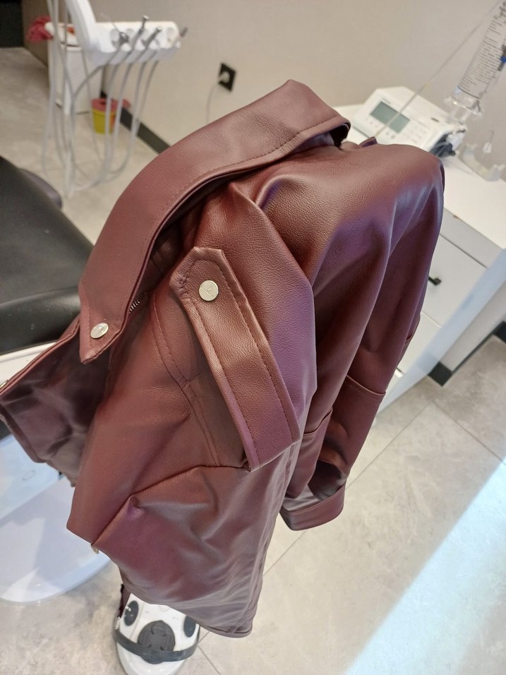 Bordo Deri Biker Yelek - Görsel 5