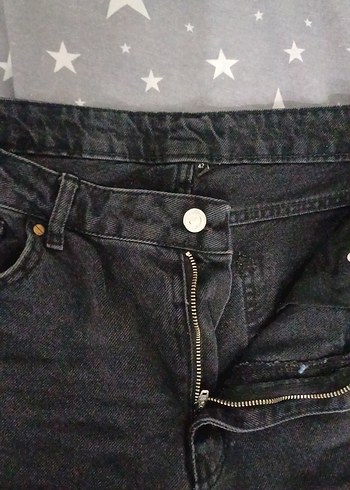 Kadın Siyah Bol Kesim Midi Kot Pantolon - Görsel 3