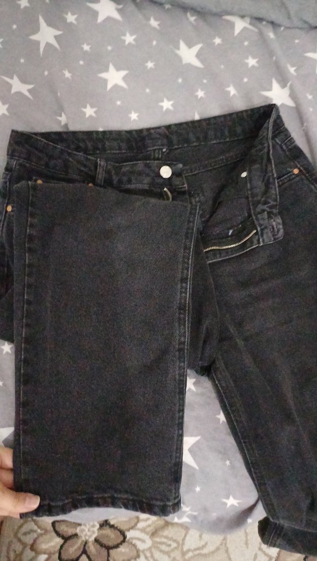 Kadın Siyah Bol Kesim Midi Kot Pantolon - Görsel 4