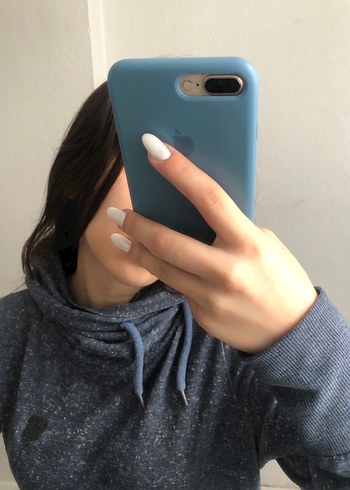 Kadın mavi Yüksek Yakalı Sweatshirt - Görsel 3