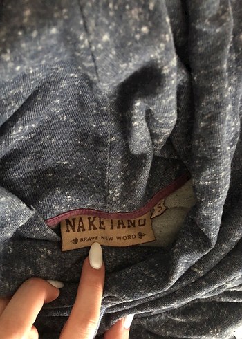 Kadın mavi Yüksek Yakalı Sweatshirt - Görsel 5