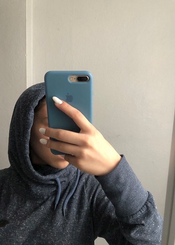 Kadın mavi Yüksek Yakalı Sweatshirt - Görsel 4