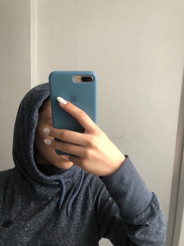 Kadın mavi Yüksek Yakalı Sweatshirt - Görsel 4