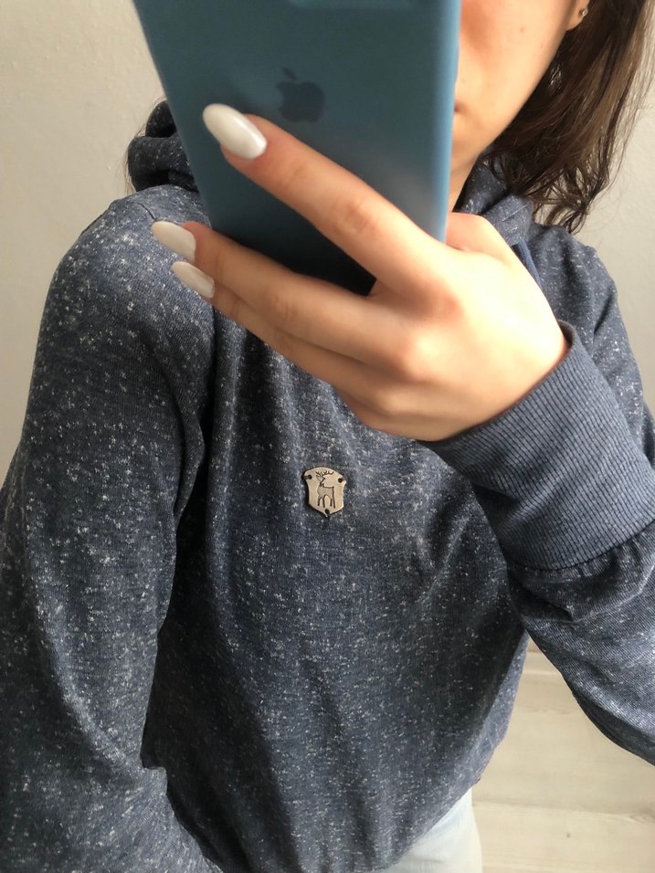 Kadın mavi Yüksek Yakalı Sweatshirt - Görsel 2