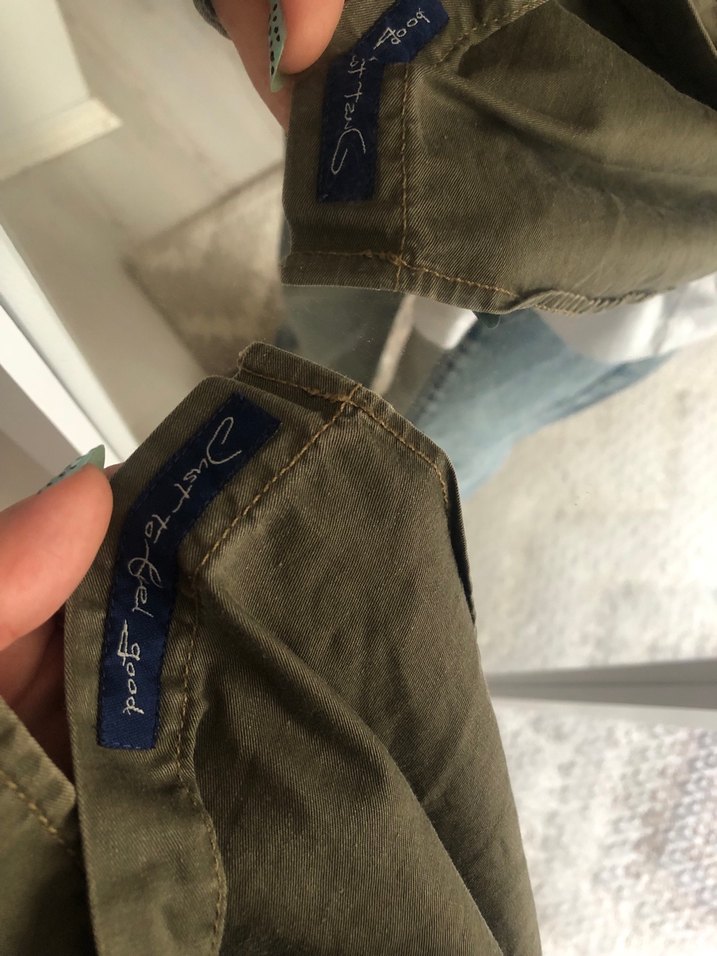 Düğmeli Haki Denim Midi Ceket - Görsel 4