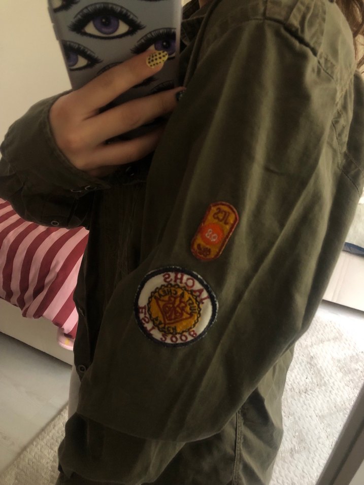 Düğmeli Haki Denim Midi Ceket - Görsel 3