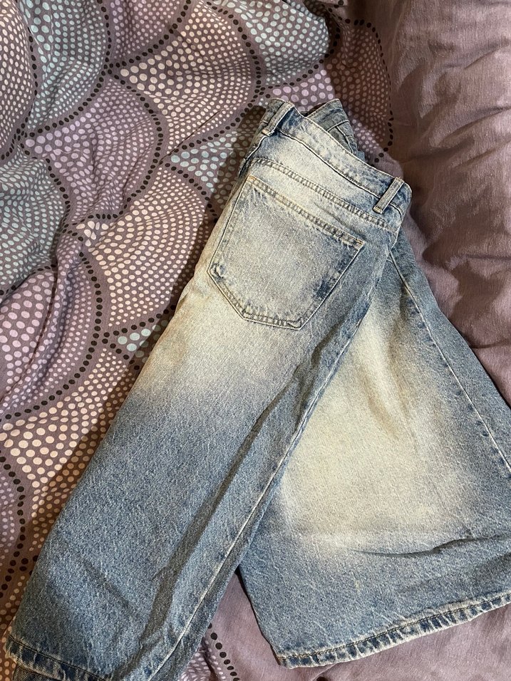 mavi bermuda Bol Kesim Kadın Kot Pantolon - Görsel 3