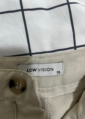 Bej Kadın Keten Kumaş Pantolon - Görsel 2