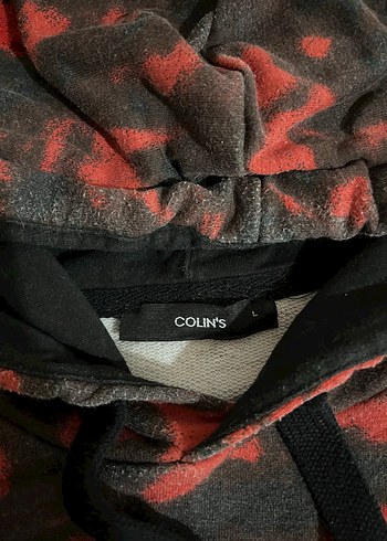 Kadın Kırmızı Batik Desen Kapüşonlu Sweatshirt - Görsel 2