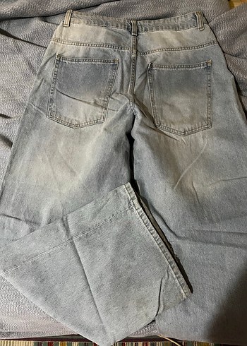 Gri Bol Kesim Kadın Denim Pantolon - Görsel 2