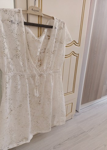 LC Waikiki Dantel Detaylı Beyaz Bohem Mini Bluz