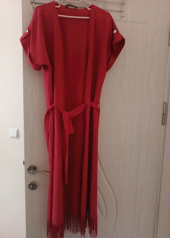 Kırmızı Uzun Salaş Bohem Kadın Elbise - Görsel 2