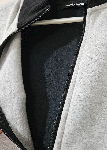 m Beden Mavi Limon Gri Kadın Fermuarlı Sweatshirt
