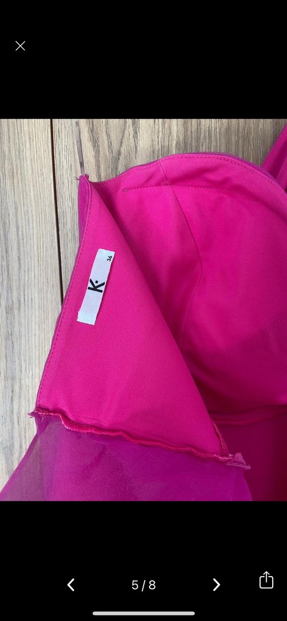 Pembe Uzun Drapeli Straplez Kadın Abiye Keikei - Görsel 5