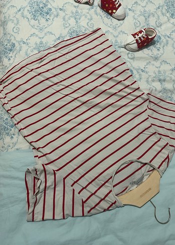 Bordo Çizgili Hamile Tişörtü - Görsel 3