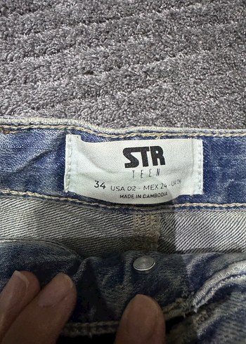 Stradivarius Mavi Batik Desenli Kadın Denim Pantolon