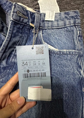 Stradivarius Kadın Mavi Bol Kesim Midi Boy Kot Pantolon