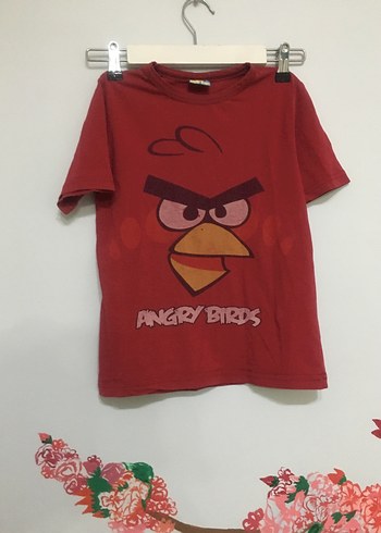 Kırmızı Angry Birds Baskılı Erkek Tişört