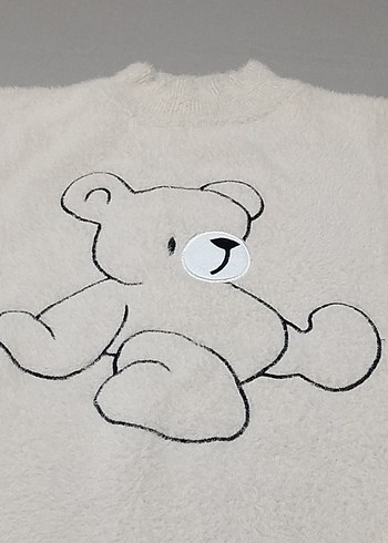 Kadın Beyaz Yumoş Polar Sweatshirt - Görsel 2