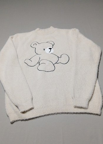 Kadın Beyaz Yumoş Polar Sweatshirt - Görsel 3