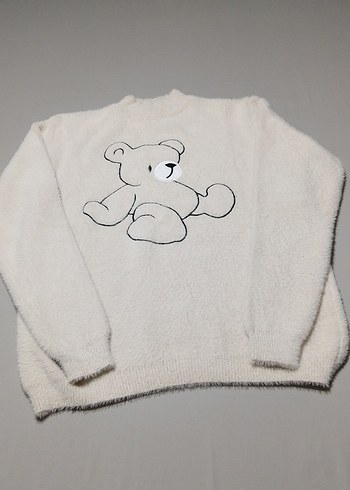 Kadın Beyaz Yumoş Polar Sweatshirt - Görsel 4