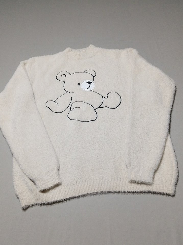 Kadın Beyaz Yumoş Polar Sweatshirt - Görsel 3