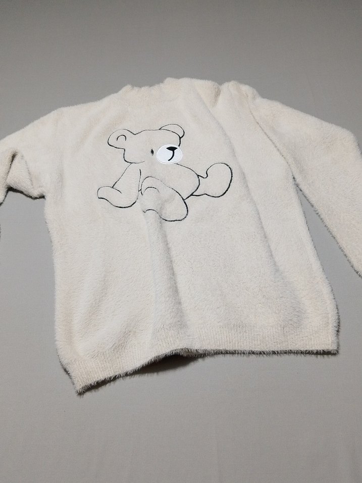 Kadın Beyaz Yumoş Polar Sweatshirt - Görsel 5