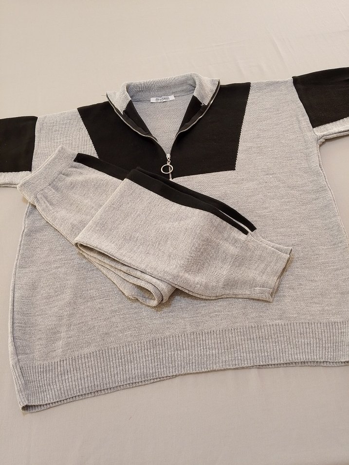 Gri Fermuarlı Kadın Eşofman Takımı - Görsel 3