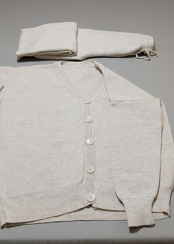 Basic taş renkli hırkalı takım - Görsel 7